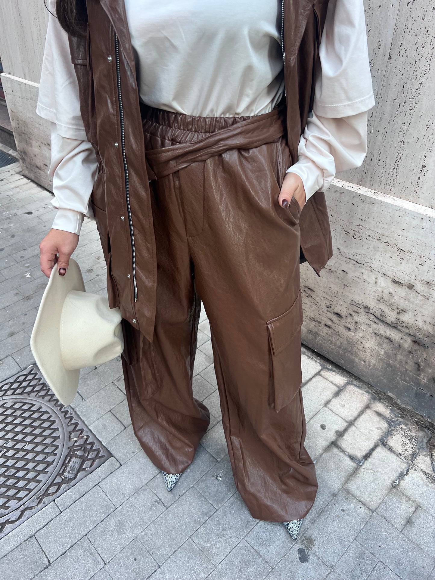 Pantalone ecopelle lumina