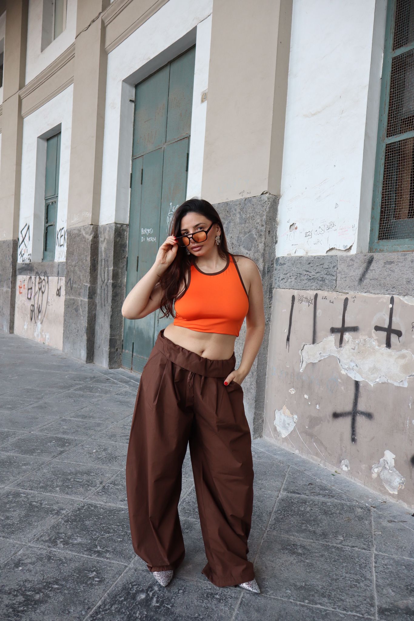 Pantalone cotone brown