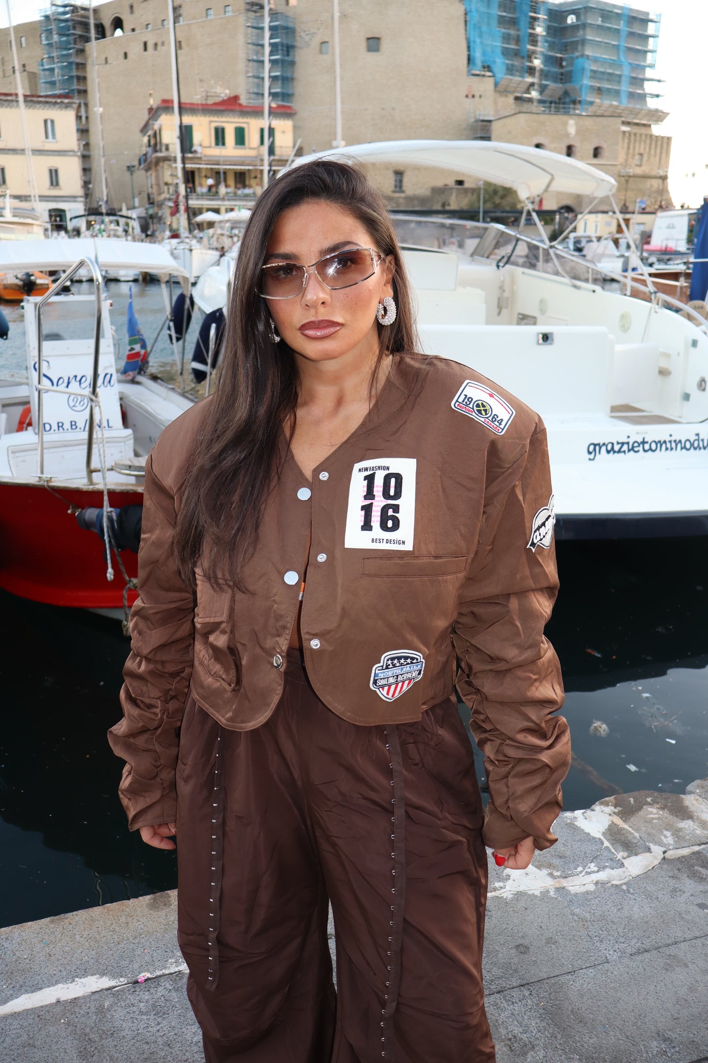 Giacca crop stampe