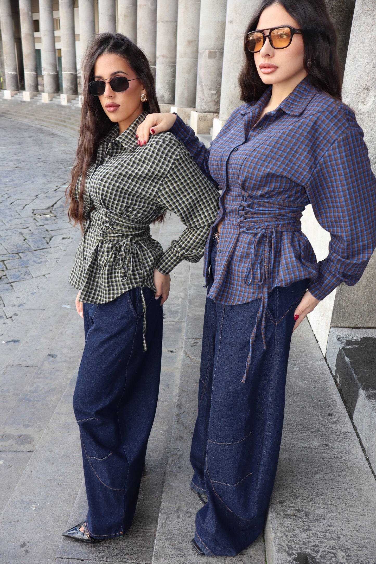 Camicia stringhe blu