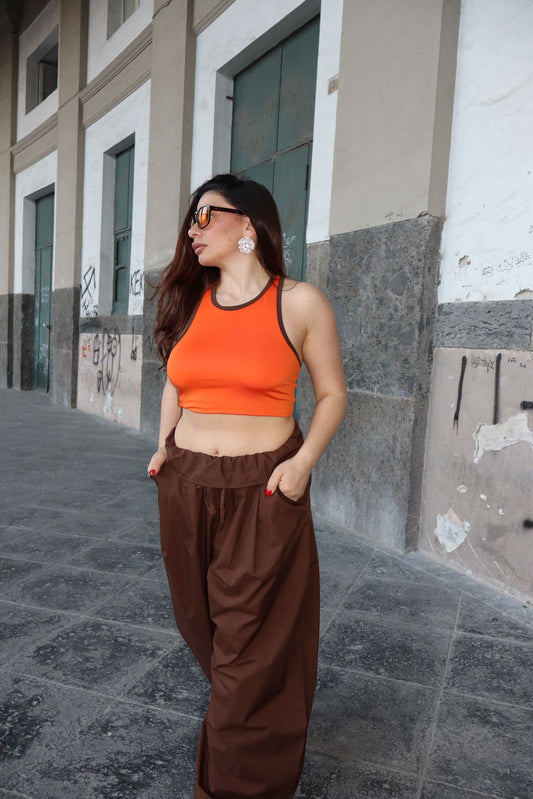 Pantalone cotone brown