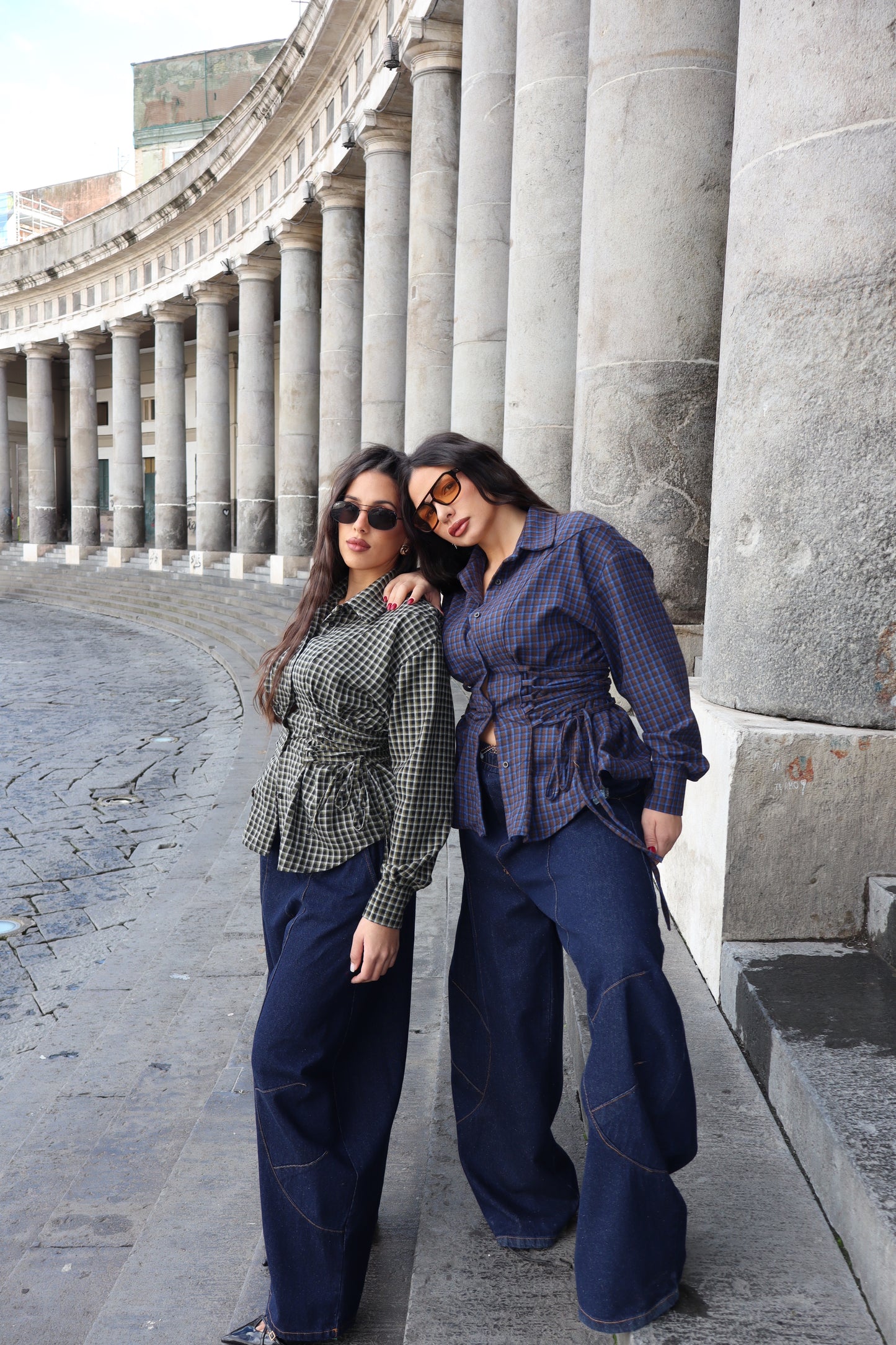 Camicia stringhe blu