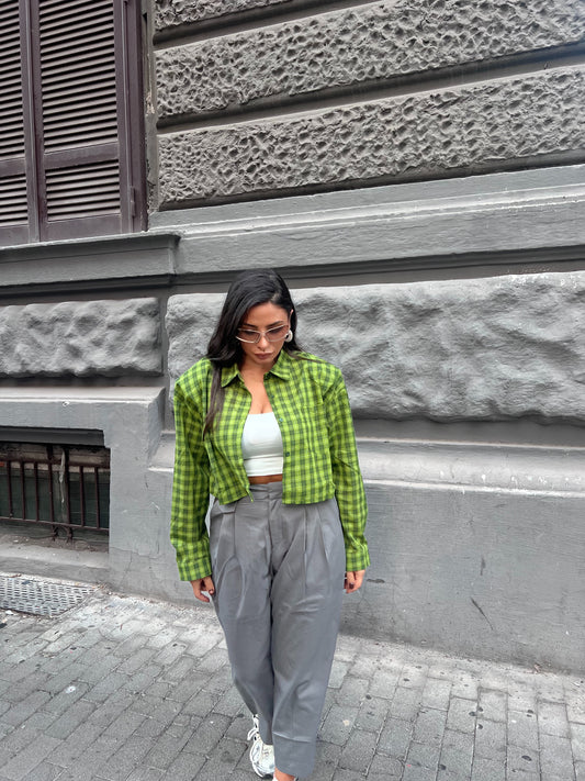 Camicia quadri crop